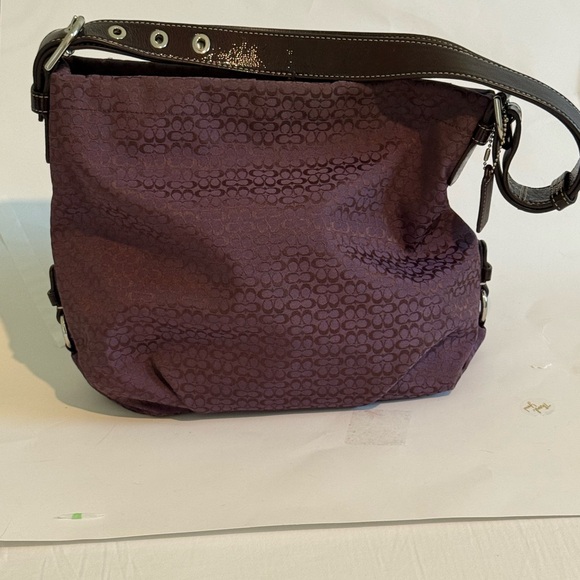 *RARE* COACH Purple Signature Canvas Convertible Duffle Crossbody Bag - Picture 1 of 12